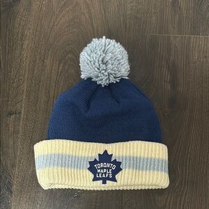 Toronto Maple Leafs Blue and Cream Beanie Toque Hat, CCM Authentic